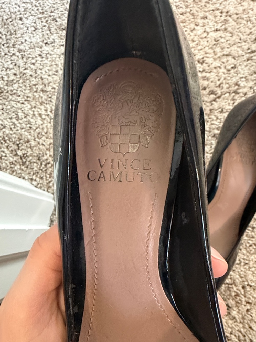 Vince Camuto Black Patent Leather Pointed-Toe Pumps - Picture 3 of 3